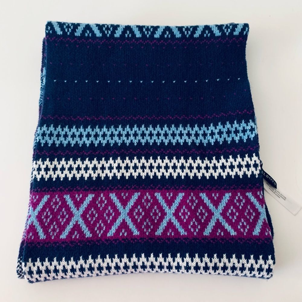 Talbots Navy Blue, Light Blue & Magenta Knit Scarf